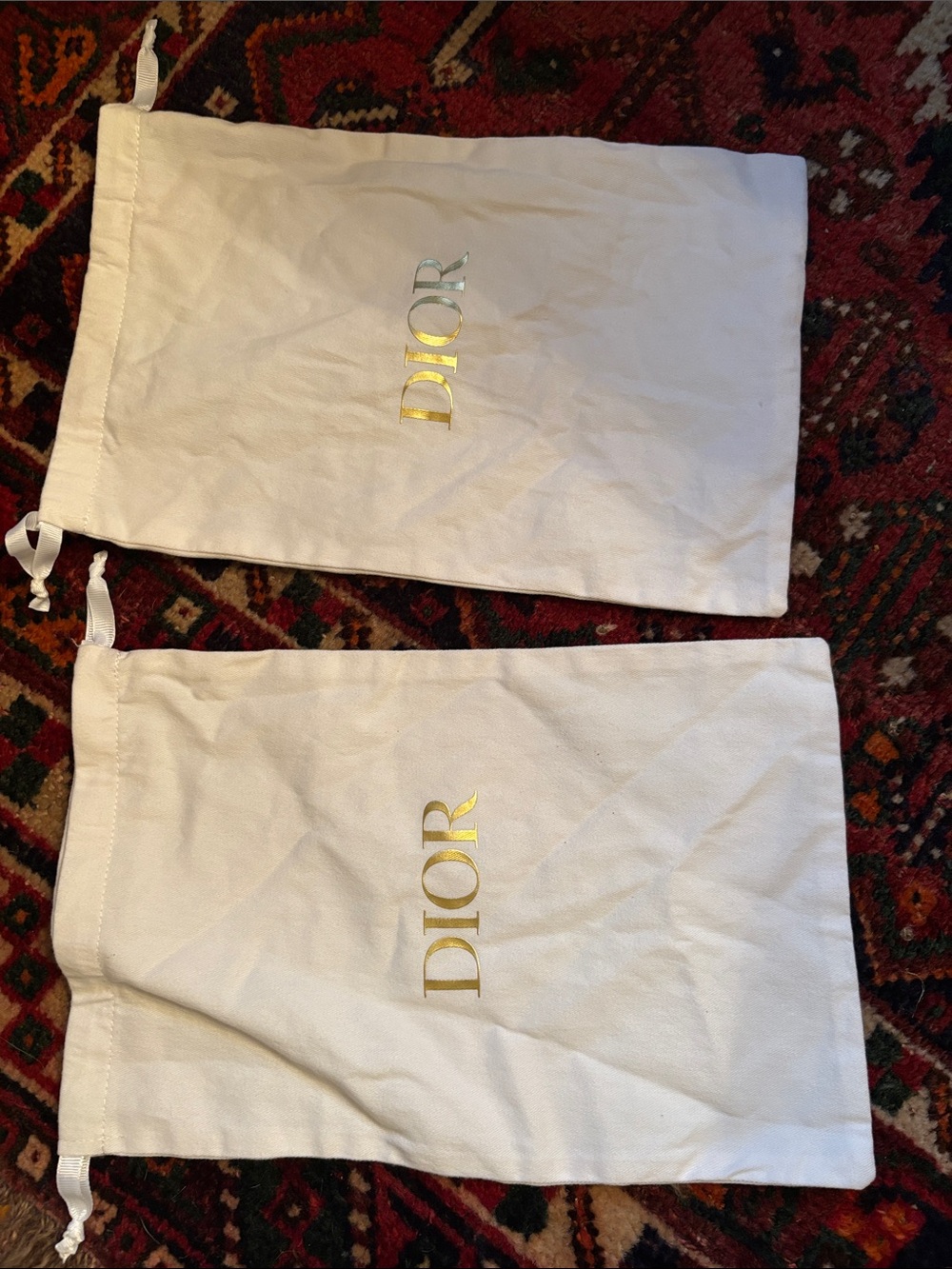 Dior shoe dust bag set- never used.